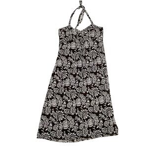 Ann Taylor Brown White floral halter dress 6 petite